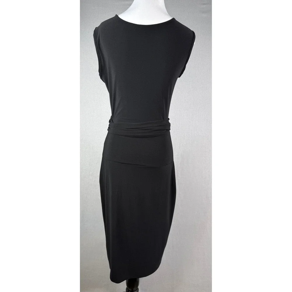 KamaliKulture Norma Kamali Wrap Dress Womens M Black Sleeveless Minimalist Chic‎